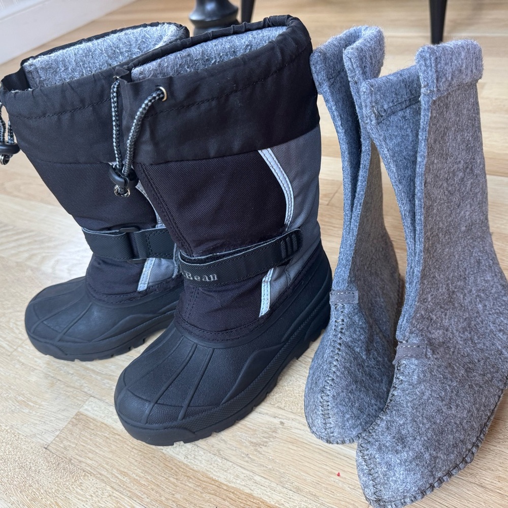 Kids Black/Gray, size 13, LL Bean Northwoods Snow Boots with Removable Liners